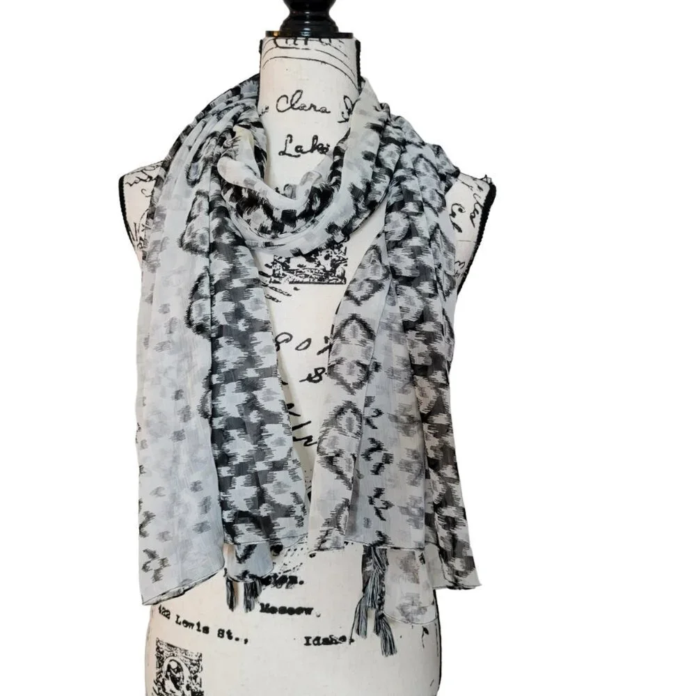 Black & White Sheer Fashion Scarf